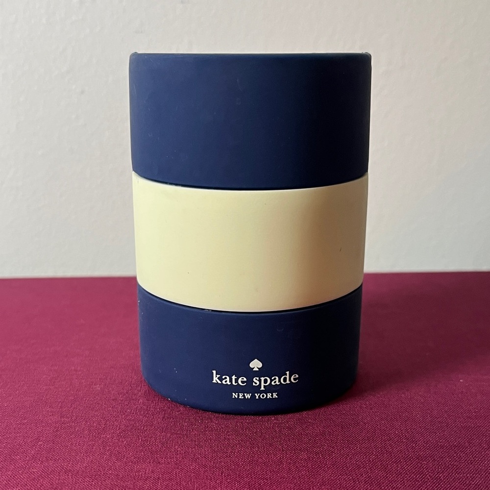 Kate Spade New York Blue &‎ Ivory Stripe Let's Chill Silicone Drink Koozie
